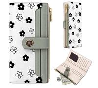 Maicican Womens Wallet, RFID Blocking Thin Wallet for Women, Leather Card Wallets for Women, Long Large Capacity Purse, Women's Card & Id Cases for Cash, Daisy, Modern