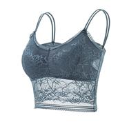 Maiclaice Women Lace Bralettes Padded Soft No Underwire Bra, Blue, XXL