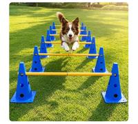 MAICOBI Dog Agility Hurdle Training Set,12 Cone Hurdle | 3 Adjustable Heights 12 Cones with PVC Crossbar