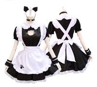 Maid Costume Anime Bowknot Sexy Solid Color Cosplay Maid Dress M