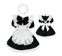 Maid Costume Women - Vintage Gothic Black White Servant Uniform, Removable Apron Headband Hair Accessory Kit, Fancy Holiday Role Play Gown Dress | Comic Con, Valentine Gift, Bachelorette, Birthday Eve