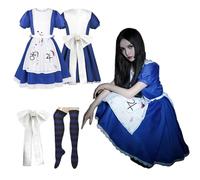 Maid Dress - Alice Madness Returns Cosplay, Blue Maid Outfit Bloodstained, Cosplay Costume Women, Classic Cosplay Alice Costume, Fancy Dress Costume Women, Halloween Party Carnival Costume, 3XL