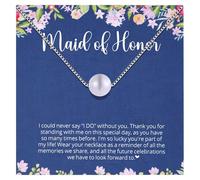 Maid of Honor Gift from Bride, Maid of Honor Proposal Gifts, Bridal Party MOH Necklace, Wedding Gifts for Bridesmaid, Bridesmaid Pearl Necklace, Thank You Gift from Bride, M, Stainless Steel, No