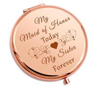 Maid of Honor Gifts Compact Makeup Mirror for sister Bridesmaid Bachelorette Party Wedding Gifts for Besties Friends Maid of Honor Present for Bridesmaid Sister Bridal Shower Folding Makeup Mirror