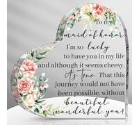 Maid of Honor Gifts from The Bride Bridesmaid Gifts Table Decor for Wedding Day Made of Honor Proposal Floral Heart Acrylic Sign Table Centerpiece Wedding Keepsake for Bridesmaids Party