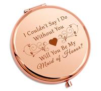 Maid of Honor Proposal Gifts Compact Pocket Mirror Bridesmaid Gifts for Wedding Day Bridal Shower Gifts for Sister Friend Folding Makeup Mirror Engagement Gifts for Her Bachelorette Party Gifts