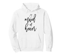 Maid of Honor Script Diamond Ring Graphics Wedding Pullover Hoodie