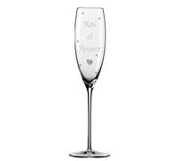 Maid of Honour Champagne Glass Flute with Crystal Heart, Crystals and Stem Charm