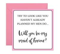 Maid of Honour Proposal Card - Funny Hen Do Card for Close Friend Sister Bridesmaid Bestie BFF Women Girl Ladies Her - Will You Be My Maid of Honour -Comes with Stickers