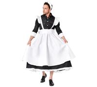 Maid Outfit for Men, Victorian Maid Uniform with Headwear & Stocks, Cosplay Costume for Anime Party, Role Playing, Acting Dress Up, Theme Party, S