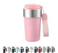 Maideduo Premium Stainless Steel Travel Mug, Insulated Tumbler with Multi-Layer Structure, Anti-Corrosion Lock Fresh Design, Dual Drinking Modes, Portable Vehicle-Mounted Cup with Handle (Pink)