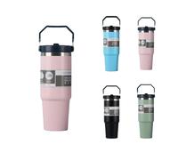 Maideduo Thermal Mug 30 oz Stainless Steel Drinking Bottle with Straw - 0.89 Litre Drinking Cup with Handle Leak-Proof - Flip Straw Tumbler - Double-Walled Vacuum Insulation - Keeps Cold for 10+ Hours
