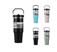 Maideduo Thermal Mug 30 oz Stainless Steel Drinking Bottle with Straw - 0.89 Litre Drinking Cup with Handle Leak-Proof - Flip Straw Tumbler - Double-Walled Vacuum Insulation - Keeps Cold for 10+ Hours