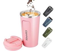 Maideduo Travel Mugs, Insulated Coffee Cup with Leakproof Lid - Reusable Cups Car Stainless Steel Thermal Mug for Hot and Cold Water Tea (Coffee Mug Pink)