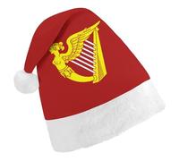 Maiden Harp Flag Christmas Hat with Pom-Pom Breathable Classic Xmas Beanie Cap Headwear for Party