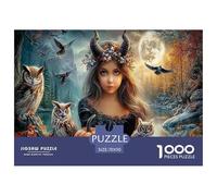 Maiden & Owls Jigsaw Puzzles Puzzle for Adults Kids. 1000 Piece Moonlit Autumn Forest Great Gifts Challenge Toy Home Decoration for Adults& Kids Age 14 Years Up 70x50cm/1000pcs