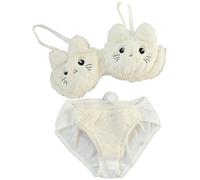 MAIDEN Underwear Panties Cotton File Cute Anime Cartoon Cat Student Plush No Steel Ring COSPLAY LOLI KAWAII BRA SET (Color : white, Size : M)