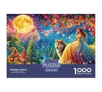 Maiden, Wolf in Moonlit Floral Landscape 1000 Piece Jigsaw Puzzle Cool Wolf Recycled Cardboard, Challenging Puzzle for Adults 70x50cm/1000pcs