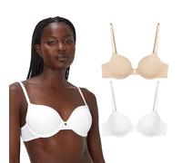 Maidenform, Demi T-Shirt Underwire, Convertible Bra for Women, 2-Pack, Almond/White, 36D