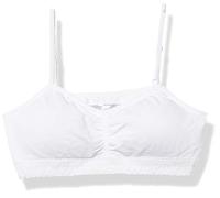 Maidenform Girls' Big Seamfree Ruched Crop with Lace Band, White Lace, XX-Large