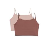 Maidenform Girls' Comfort Brami Bralette, 2 Pack Training Bra, Opaque, Chocolate/Nude, Large
