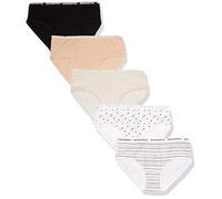 Maidenform Girls' Hipster Cotton Panties, 5 Pack, Basic Print Nude, M