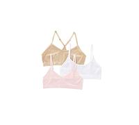 Maidenform Girls' Seamless 3-Pack Beginner Crop Bra (Little Big Kids) Training, Rose/White/Nude, Medium