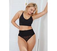 Maidenform Women's Tame Your Tummy Shaping Thong with Cool Comfort Waist Shapewear, Black Lace, XXL Plus