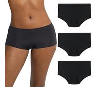 Maidenform Women's Barely There Boyshort Panties, Full-Coverage Underwear, Seamless, 3-Pack, Black/Black/Black, L