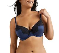 Maidenform Women's Comfort Devotion Non-Wired Lace, Your Soft Microfibre Natural Lift, Comfortable Bra, Navy Eclipse/Black, 36C