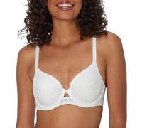 Maidenform Women's Custom Lift, One Fab Fit Underwire, Convertible Straps, Full Coverage Bra, White Lace, 34D