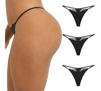 Maidenform womens M Adjustable String Thong Underwear, No show Panties, Multi-way Straps, 3 pack, Black/Black/Black, M