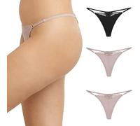 Maidenform Women's M Adjustable String Thong Underwear, No-Show Panties, Multi-Way Straps, 3-Pack, Evening Blush/Black/Evening Blush, M