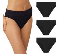 Maidenform Women's M High Leg Bikini Underwear, Seamless Bikini Panties, Solid Or Assorted, 3-pack, Black/Black/Black, L