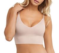Maidenform Women's M Rib Seamless Brami, Pullover Wireless V-Neck Cami Bra, Removable Cups, Evening Blush, M