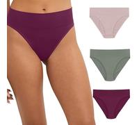 Maidenform Women's M, Seamless Hi-Cut Bikini Panties, High-Leg Underwear, 3-Pack Briefs, Evening Blush/Pewter Green/Autumn Orchid, XXL (Pack of 3)