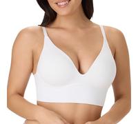 Maidenform Women's M Seamless Lift, Wireless Long-line Convertible Tank-Style Bralette Bra, Opaque, White, L
