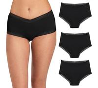 Maidenform Women's Microfiber Underwear, Modern Full Coverage Boyshort Panty, 3-Pack, Black/Black/Black, M