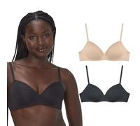 Maidenform Women's, Modern Demi Wireless T-Shirt, Convertible Bra, 2-Pack, Black/Almond, 34A (Pack of 2)