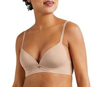 Maidenform Women's One Fab Fit Wireless Demi Bra with Convertible Straps and Lightly Lined Cups, Opaque, Almond, 34A