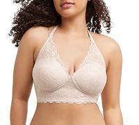 Maidenform Women's Pure Comfort Wireless Lace Longline Bralette Convertible Bra, Sandshell Bloom Lace, 34B