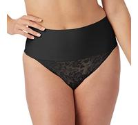 Maidenform Women's Tame Your Tummy Shaping Thong with Cool Comfort Waist Shapewear, Black Lace, XXL Plus