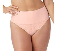 Maidenform Women's Tame Your Tummy Shaping Thong with Cool Comfort Waist Shapewear, Pink Pirouette Lace, XL
