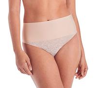 Maidenform Women's Tame Your Tummy Shaping Thong with Cool Comfort Waist Shapewear, Transparent/Nude Lace, S
