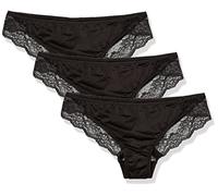Maidenform Women's Underwear, Lace Tanga, Cheeky Panties, Solid Or Assorted, 3-Pack Bikini Style, Black/Black/Black, M (Pack of 3)