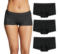 Maidenform Women's Underwear, Microfiber Boyshort, Full-Coverage Panty, 3-Pack Boy Short, Black/Black/Black, M (Pack of 3)