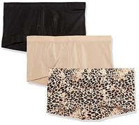 Maidenform Women's Underwear, Microfiber Boyshort, Full-Coverage Panty, 3-Pack Boy Short, Black/Body Beige/Snow Leopard, S (Pack of 3)