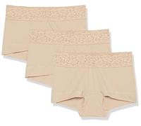Maidenform Women's Underwear, Stretch Cotton Boyshort Panties, Assorted, 3-Pack Boy Short, Latte Lift/Latte Lift/Latte Lift, L (Pack of 3)