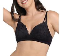 MAIDENFORM Womens Wireless Bra, Pure Comfort Soft Support Longline Wirefree Comfortable Lace Bra, Black, M UK