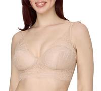 Maidenform Women's Wireless Bralette, Pure Comfort Longline Bra, Convertible Straps, Almond Bloom Lace, 34B